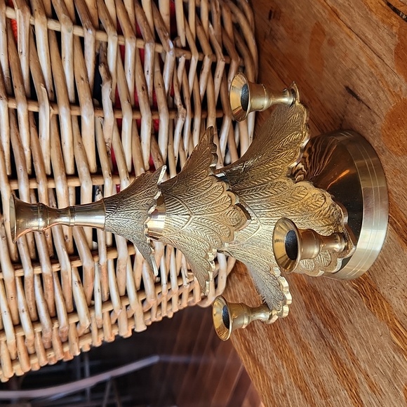 Vintage Brass Christmas Tree Candelabra candle holder - Picture 4 of 12